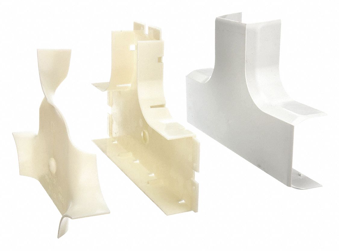 Tee: CableSmart 40N2, 4 in Wd, 2 in Ht, Plastic, White