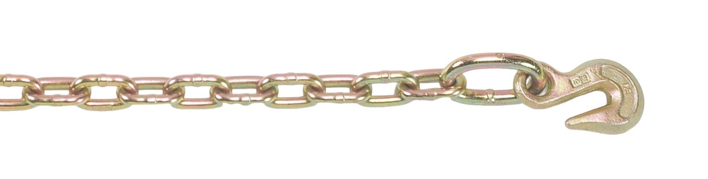 Straight Chain: 5/16 in Trade Size, 70 Chain Grade, Steel, Grab Hook/J Hook