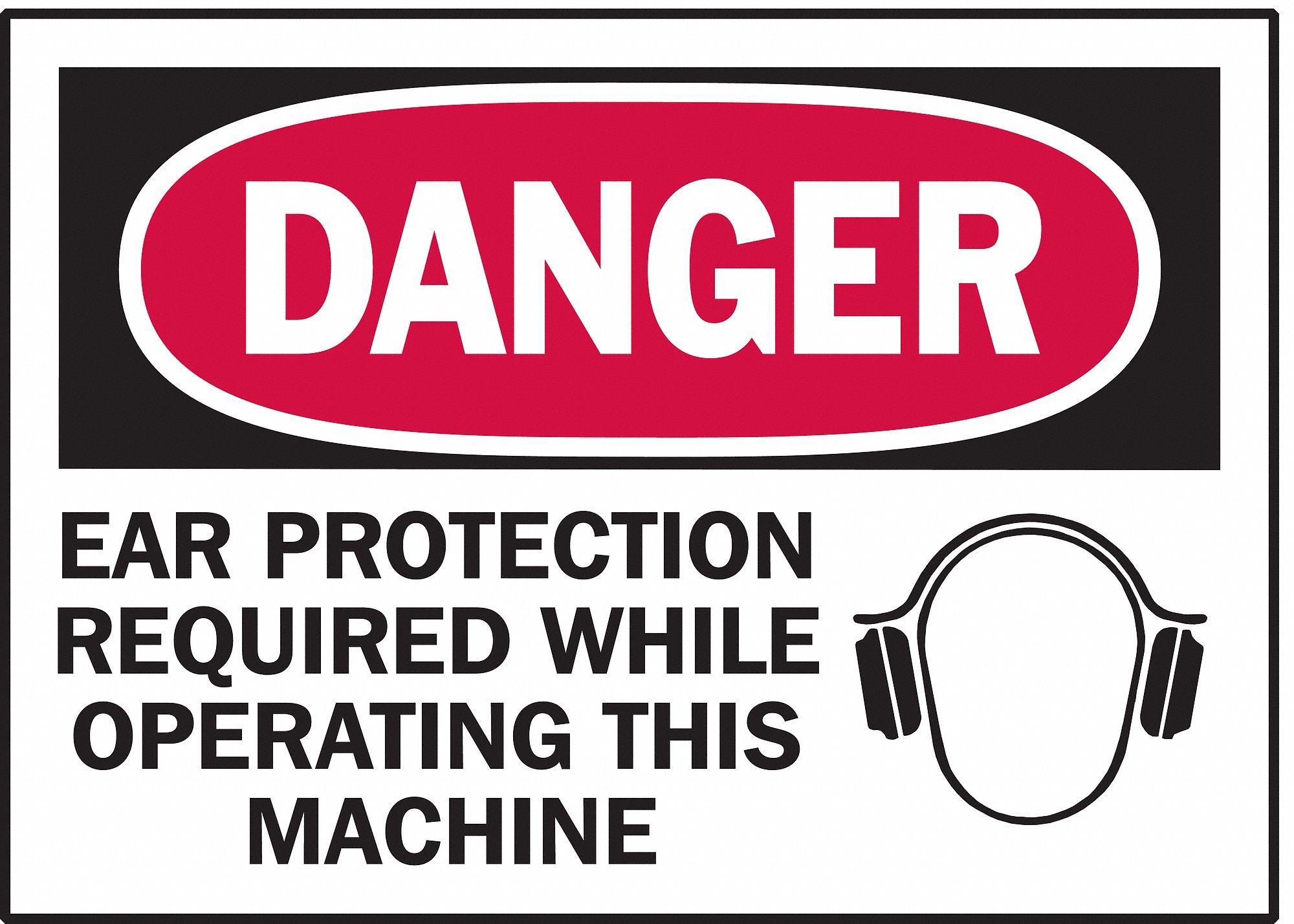 LABEL, POLYESTER, ADHESIVE MOUNT, 3½ X 5 IN, 0.01 IN THICK, 5 PK, EAR PROTECTION REQUIRED WHILE OPERATING THIS MACHINE