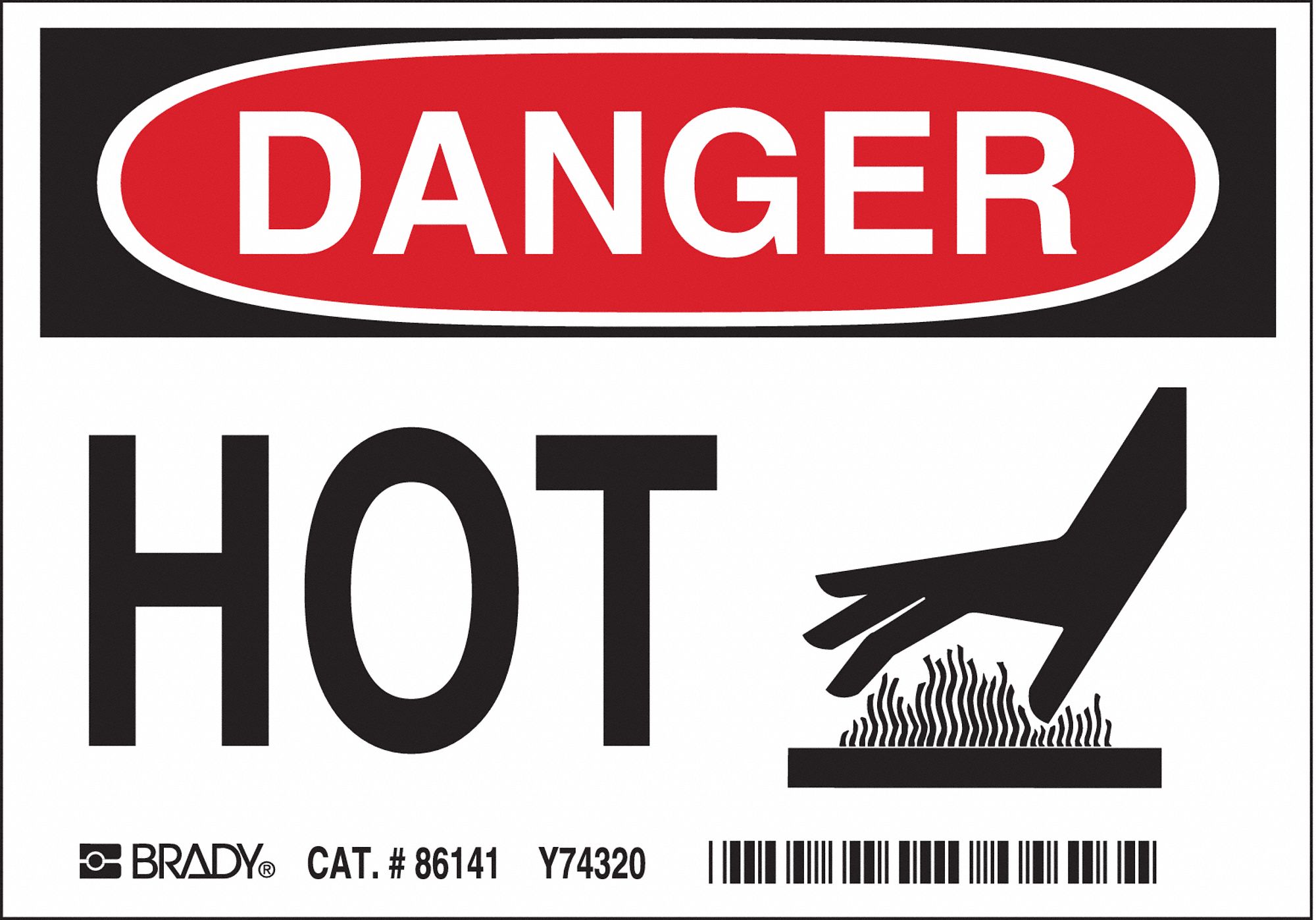 LABEL, POLYESTER, ADHESIVE MOUNT, 3½ IN X 5 IN NOMINAL SIGN SIZE, 0.01 IN THICK, 5 PK, HOT