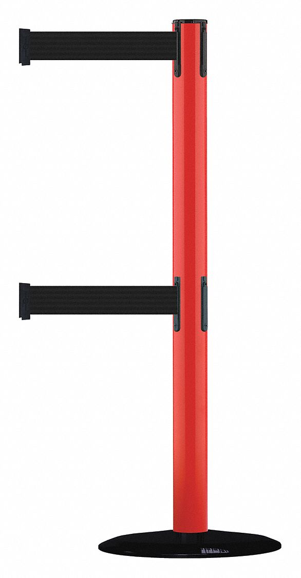 Barrier Post with Belt, 7-1/2 ft. L, Black