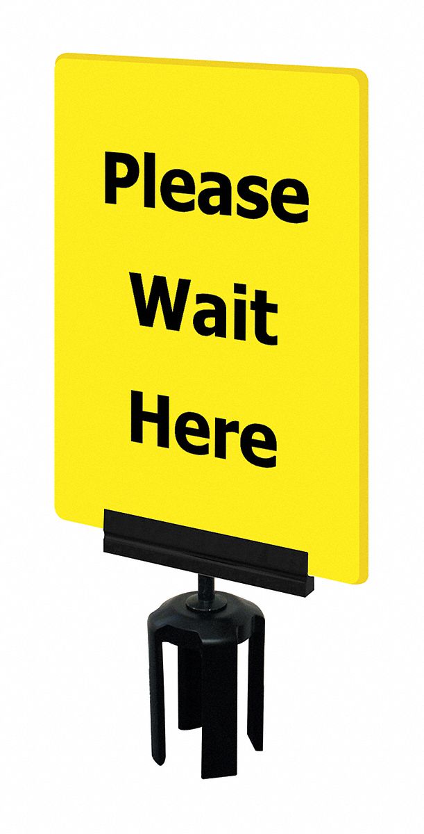 Acrylic Sign, Yellow, Please Wait Here