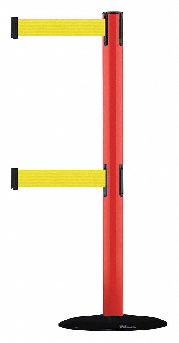 Barrier Post w/ Belt, 7-1/2 ft. L, Yellow