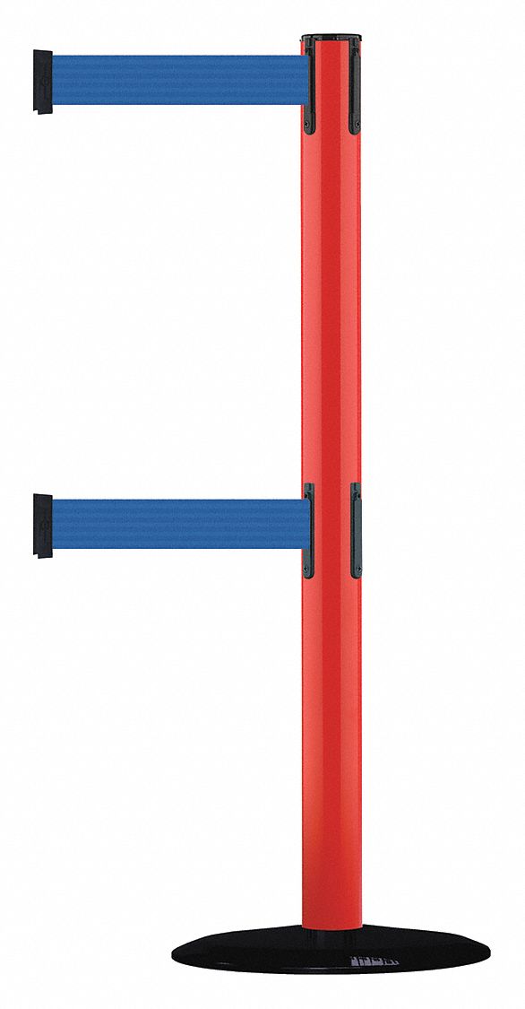 Barrier Post with Belt, 7-1/2 ft. L, Blue