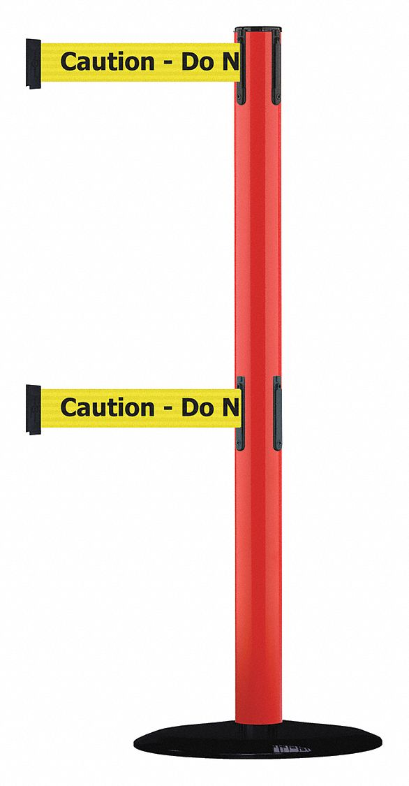 Barrier Post w/ Belt, Red, Black No Scuff