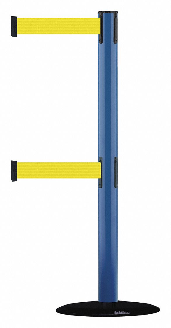 Barrier Post w/ Belt, 7-1/2 ft. L, Yellow