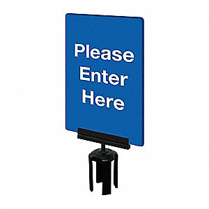 ACRYLIC SIGN,BLUE,PLEASE ENTER HERE