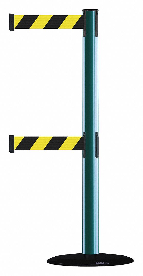 Barrier Post with Belt, Black No Scuff