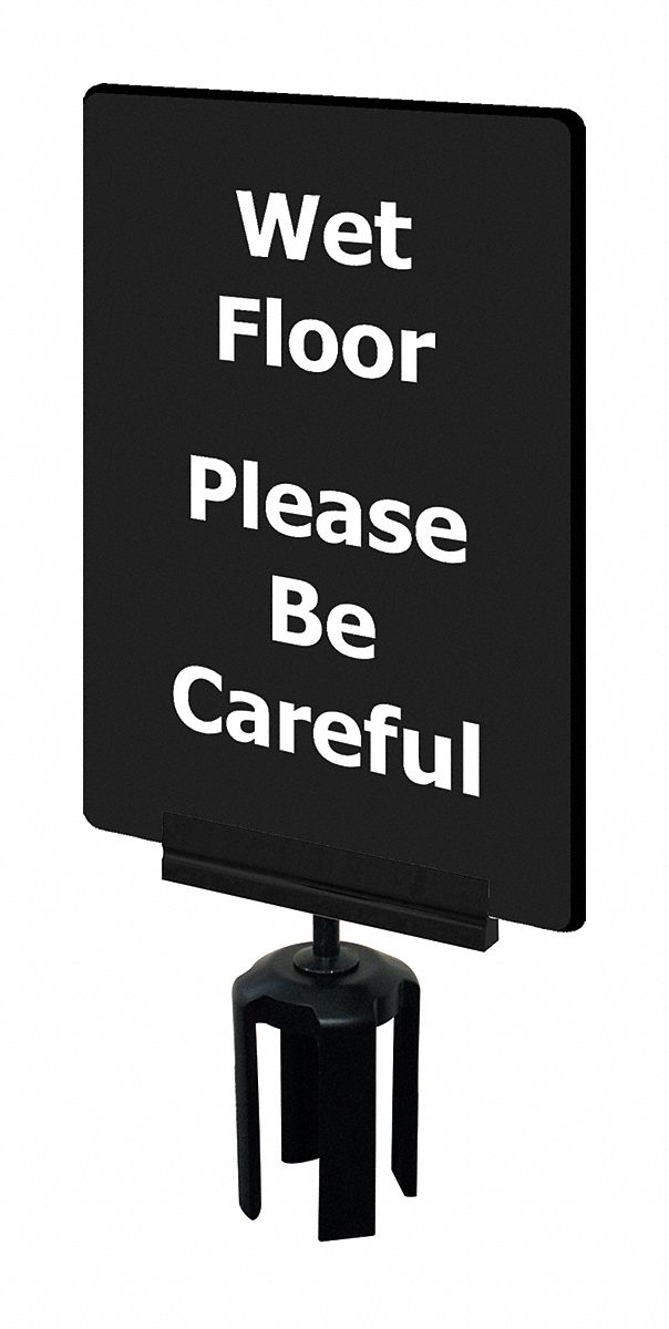 TENSABARRIER, Black, Wet Floor Please Be Careful Message, Acrylic Sign ...