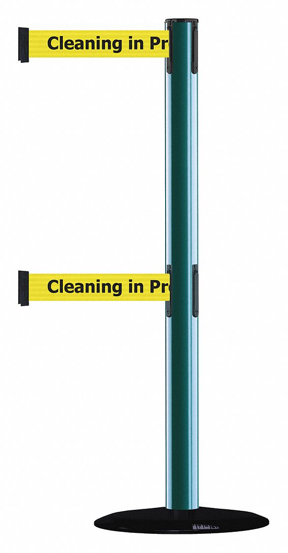 Barrier Post with Belt, Black No Scuff