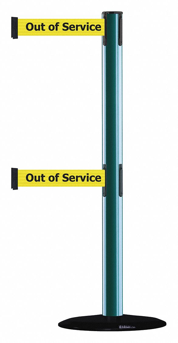 Barrier Post with Belt, Black No Scuff