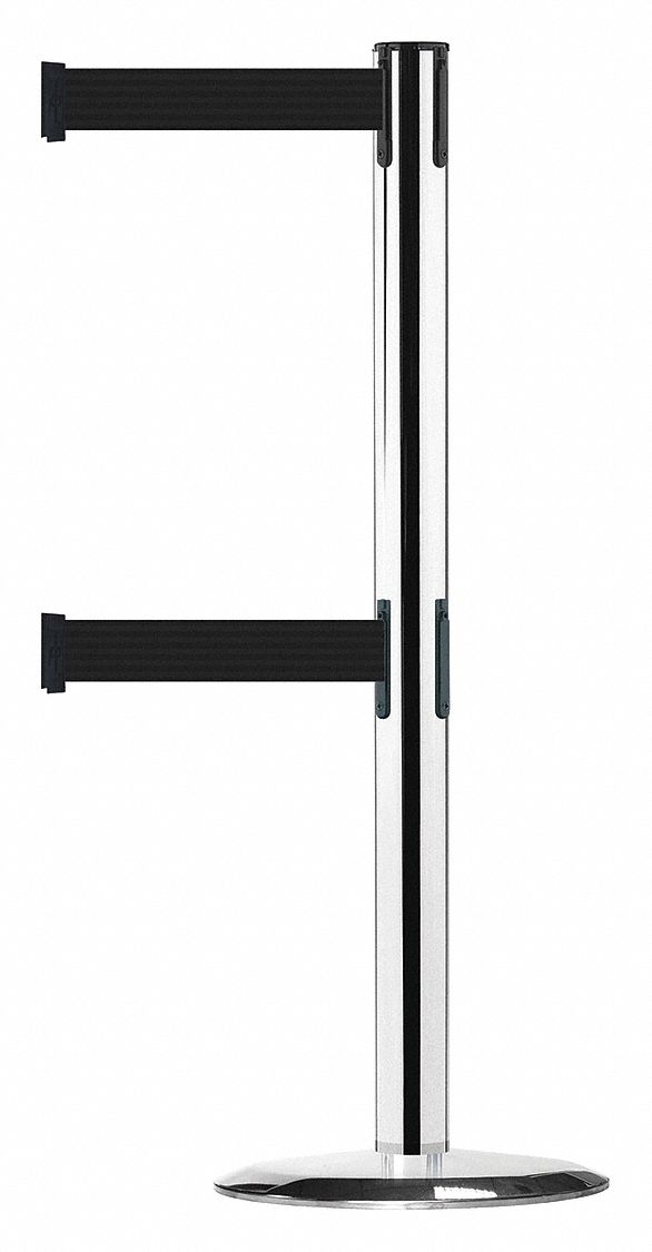 Barrier Post with Belt, 7-1/2 ft. L, Black