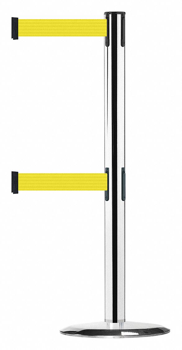 Barrier Post w/ Belt, 7-1/2 ft. L, Yellow