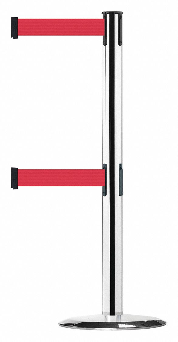 Barrier Post with Belt, 7-1/2 ft. L, Red