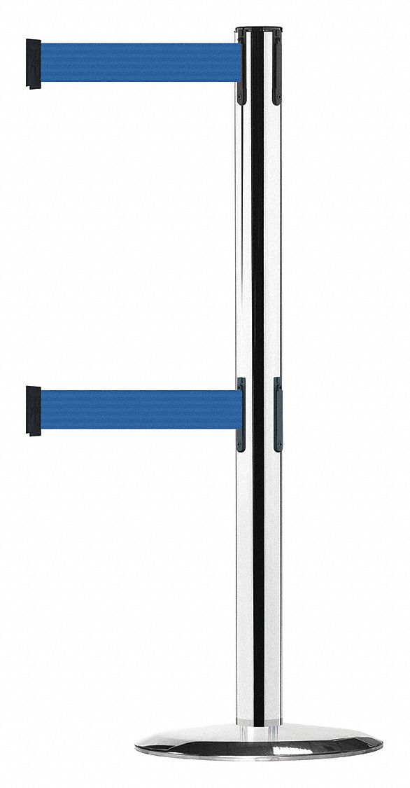 Barrier Post with Belt, 7-1/2 ft. L, Blue