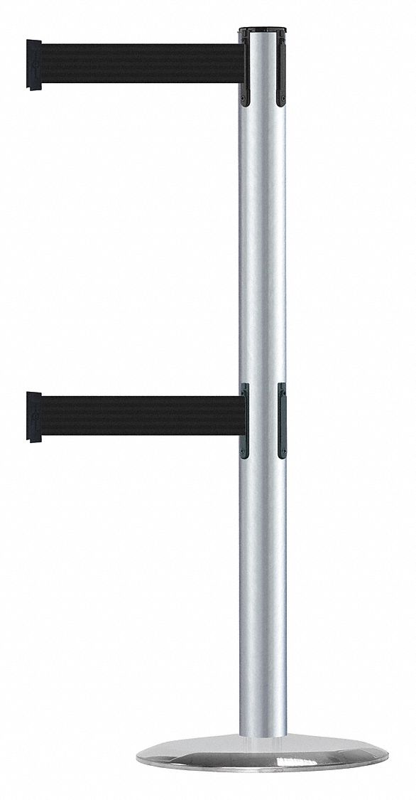 Barrier Post with Belt, 7-1/2 ft. L, Black