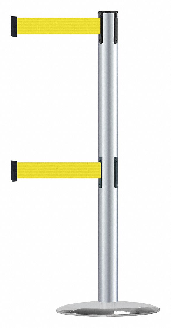 Barrier Post w/ Belt, 7-1/2 ft. L, Yellow