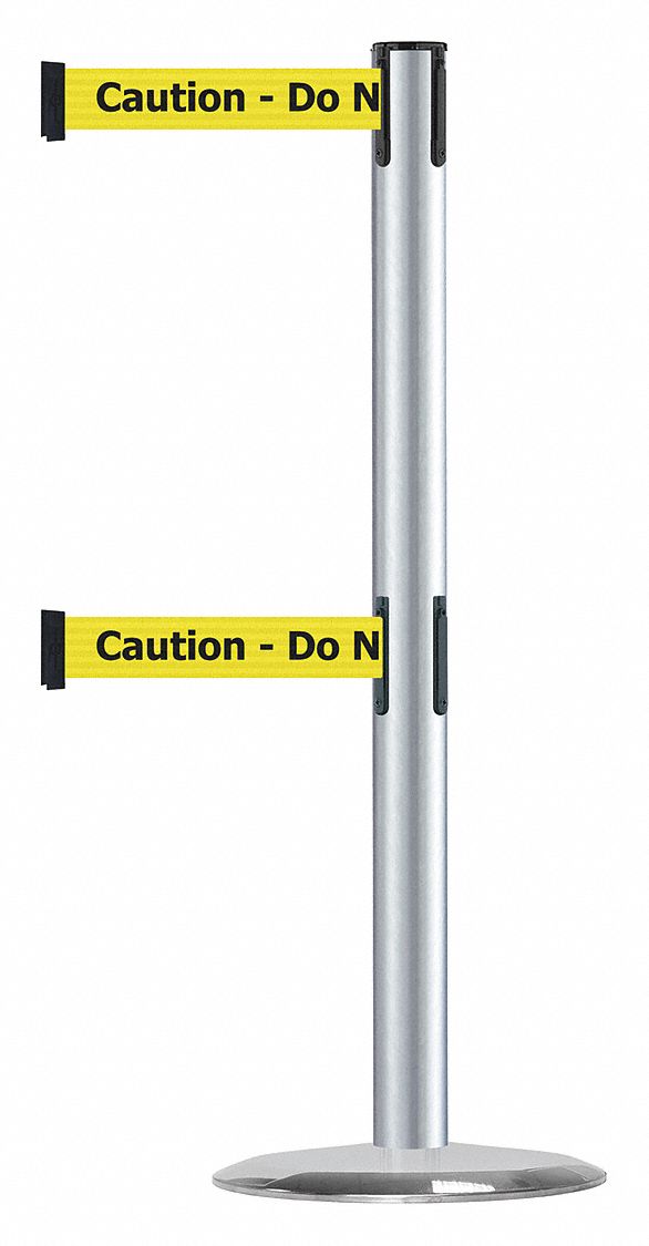 Barrier Post with Belt, Satin Chrome