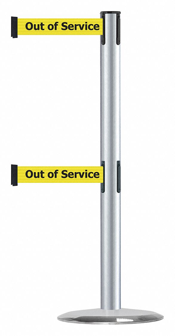 Barrier Post with Belt, Satin Chrome