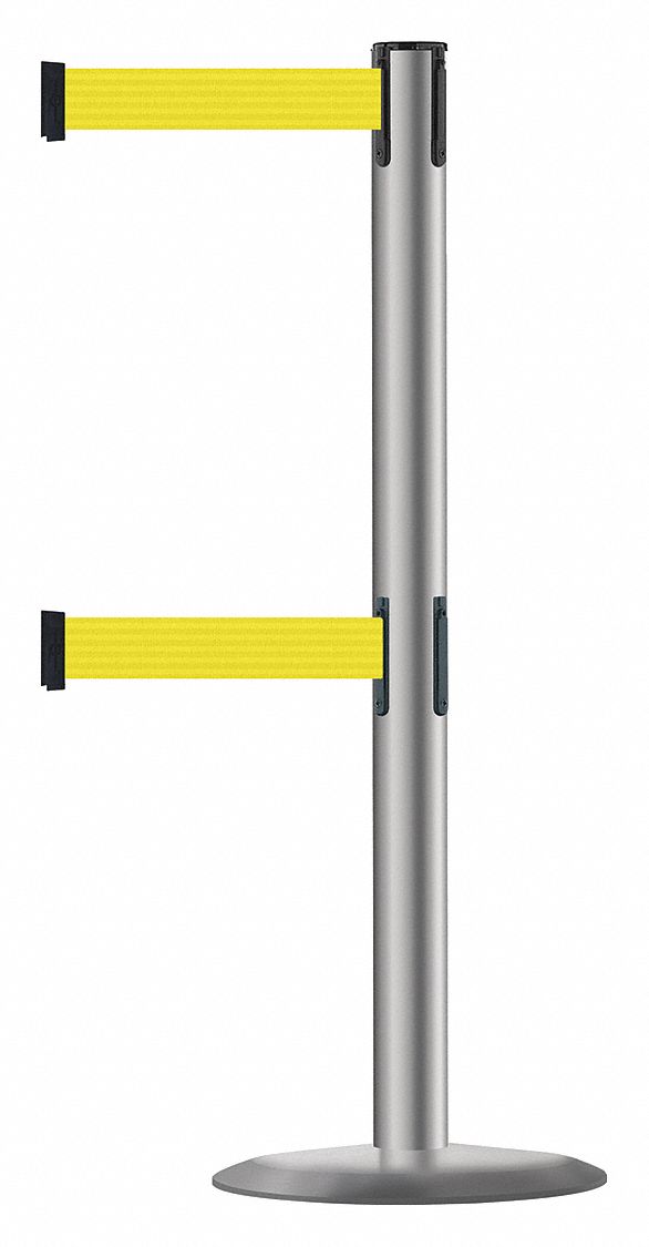 Barrier Post w/ Belt, 7-1/2 ft. L, Yellow