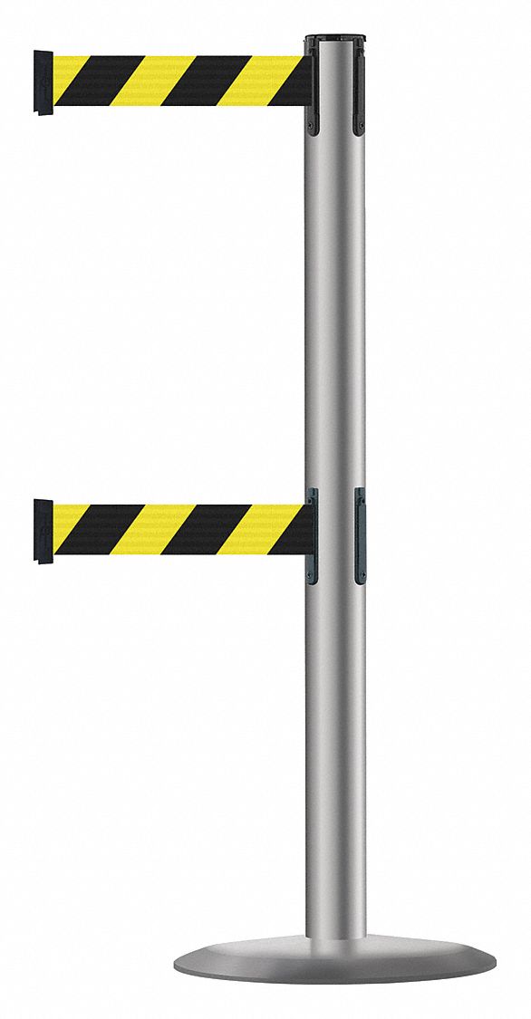 Barrier Post w/ Belt, 38 In. H, Metal Base
