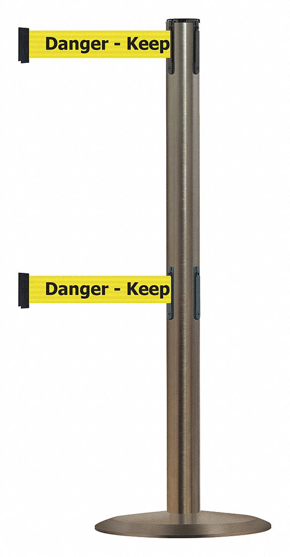 Barrier Post w/ Belt, 38 In. H, Metal Base