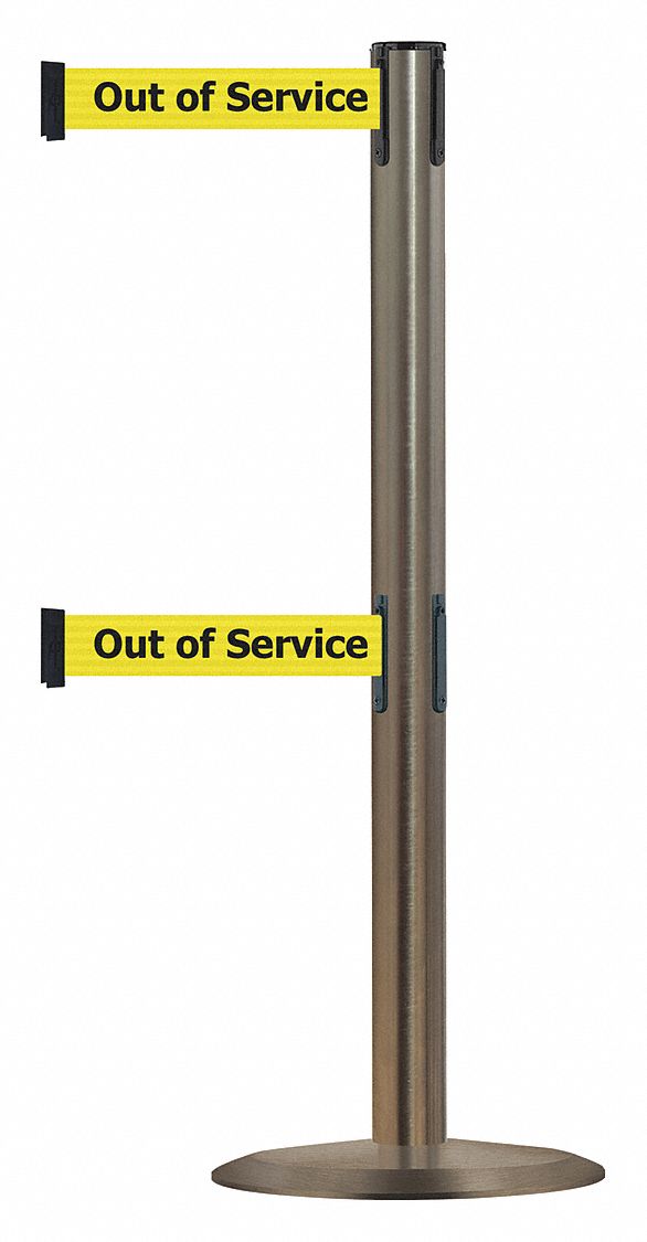 Barrier Post w/ Belt, 38 In. H, Metal Base
