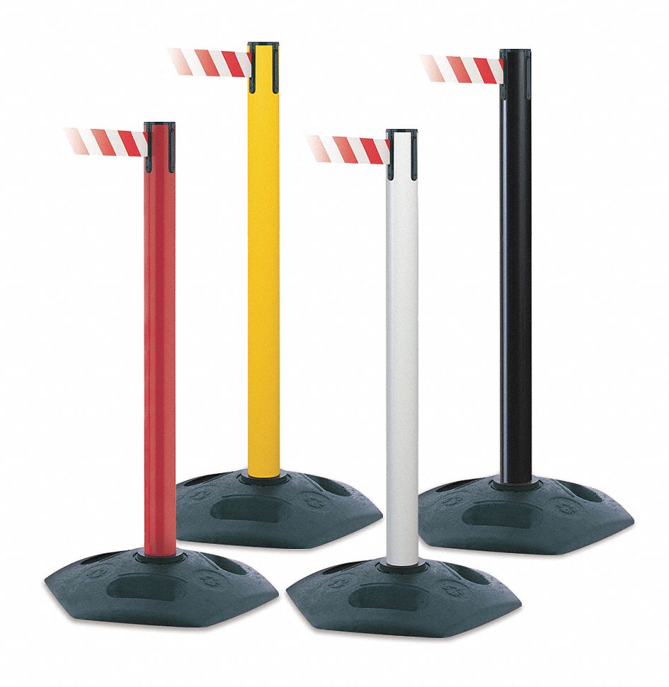 TENSABARRIER Barrier Post with Belt, PVC, Yellow 3YHY488635STDNO