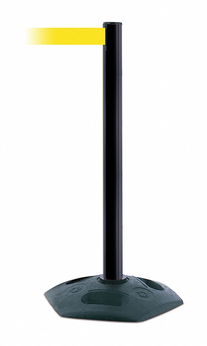 Barrier Post w/ Belt, 7-1/2 ft. L, Yellow