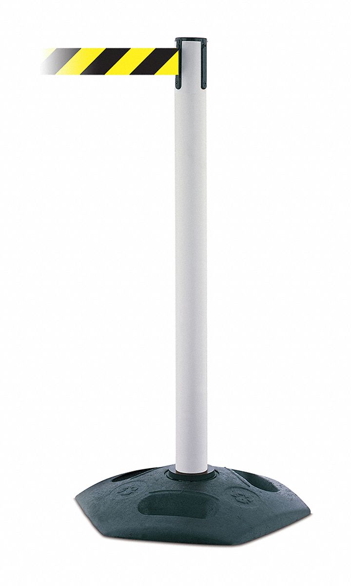Barrier Post with Belt, PVC, White