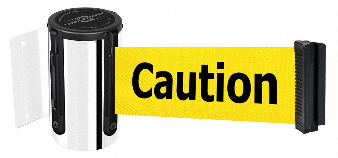 Belt Barrier, Chrome, Belt Yellow