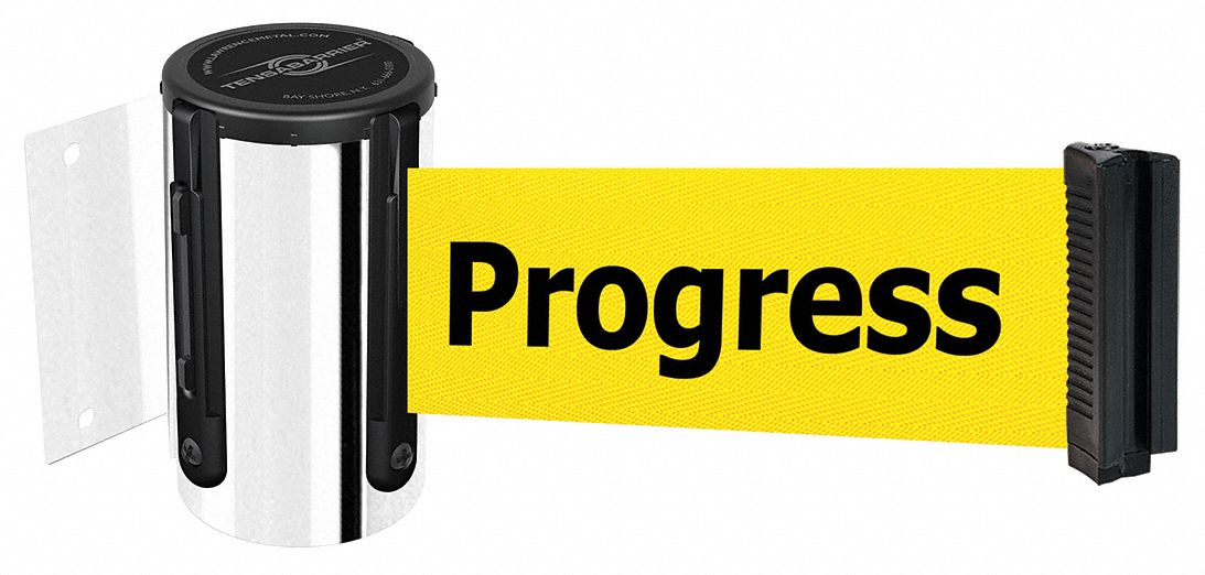 Belt Barrier, Chrome, Belt Yellow