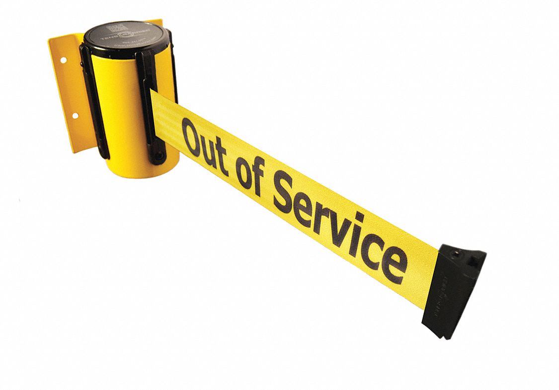 TENSABARRIER Retractable Belt Barrier: Yellow Belt With Black Writing ...