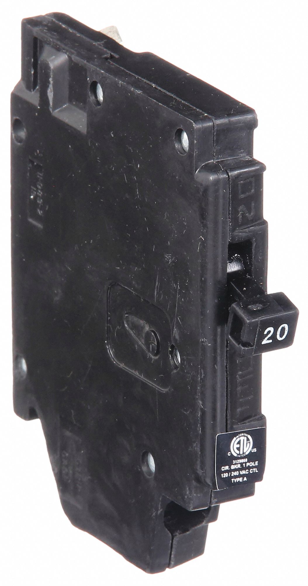 Miniature Circuit Breaker: 20 A Amps, 120V AC, 0.5 in Wd, 10kA at 120V AC, 1 Poles