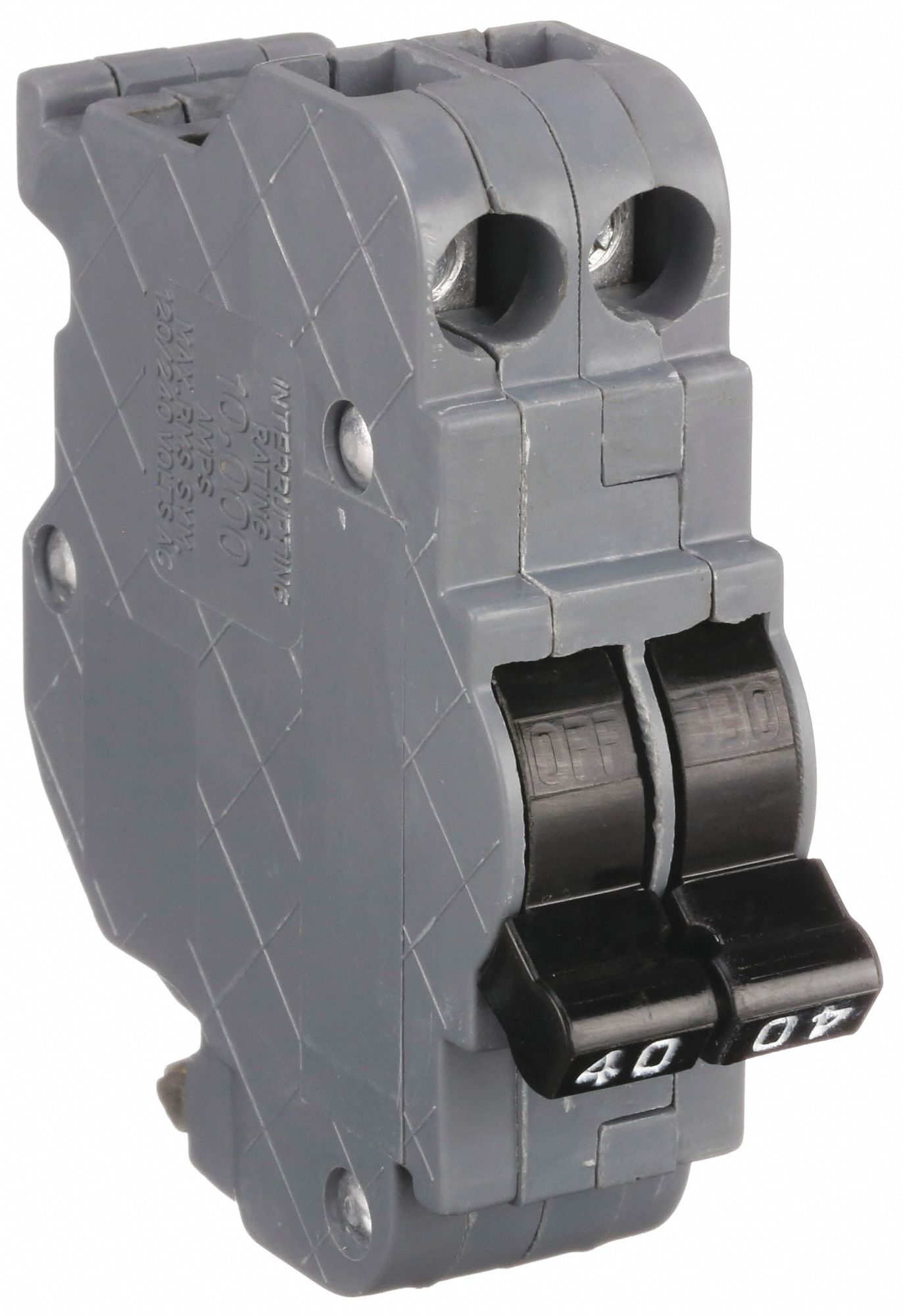 Miniature Circuit Breaker: 40 A Amps, 120/240V AC, 1 in Wd, 10kA at 120/240V AC, 2 Poles