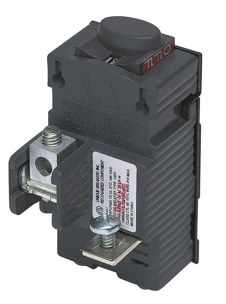 Miniature Circuit Breaker: 20 A Amps, 120V AC, 1.5 in Wd, 10kA at 120V AC