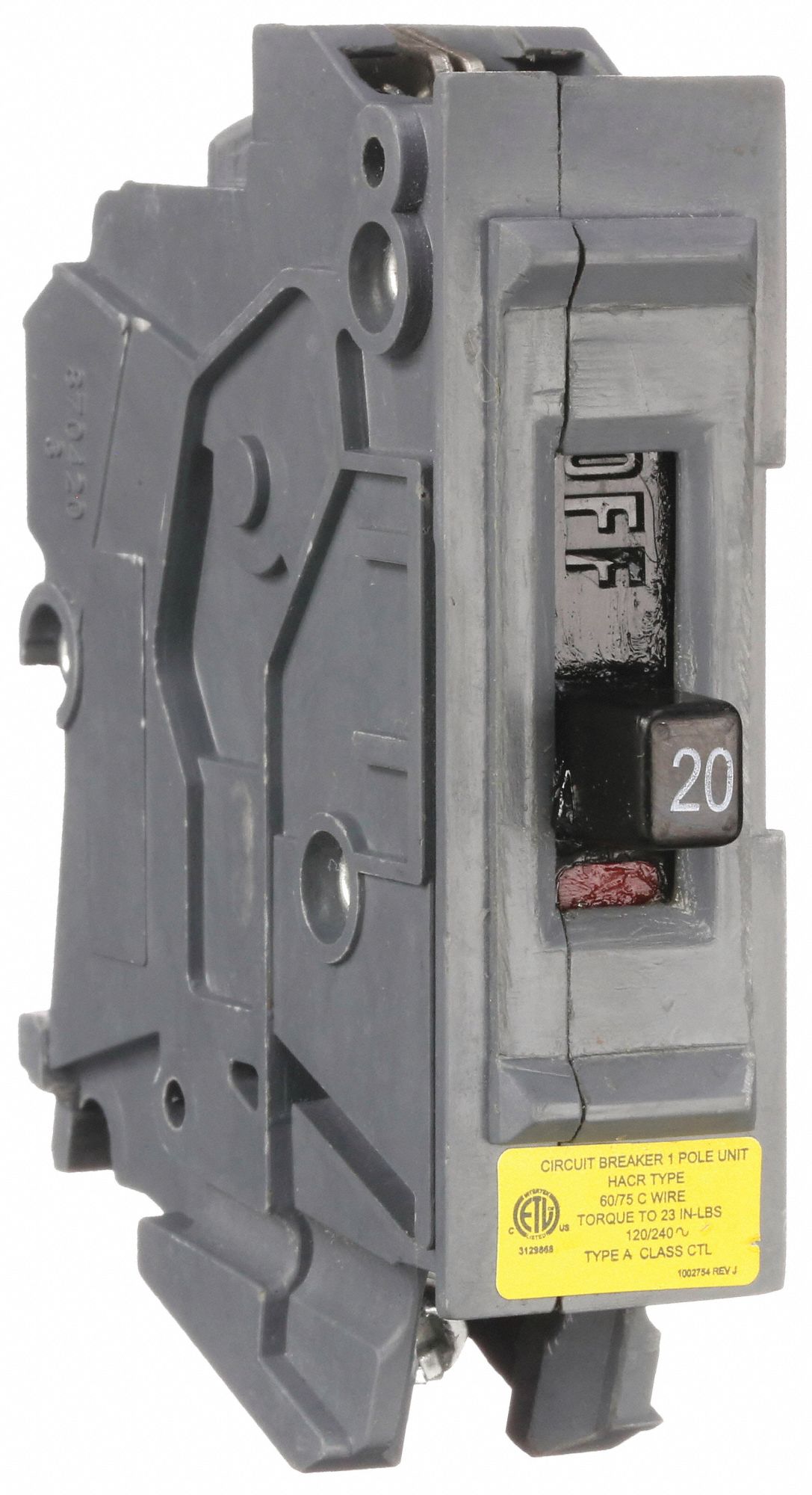 Miniature Circuit Breaker: 20 A Amps, 120V AC, 1 in Wd, 10kA at 120V AC, Wadsworth Load Centers