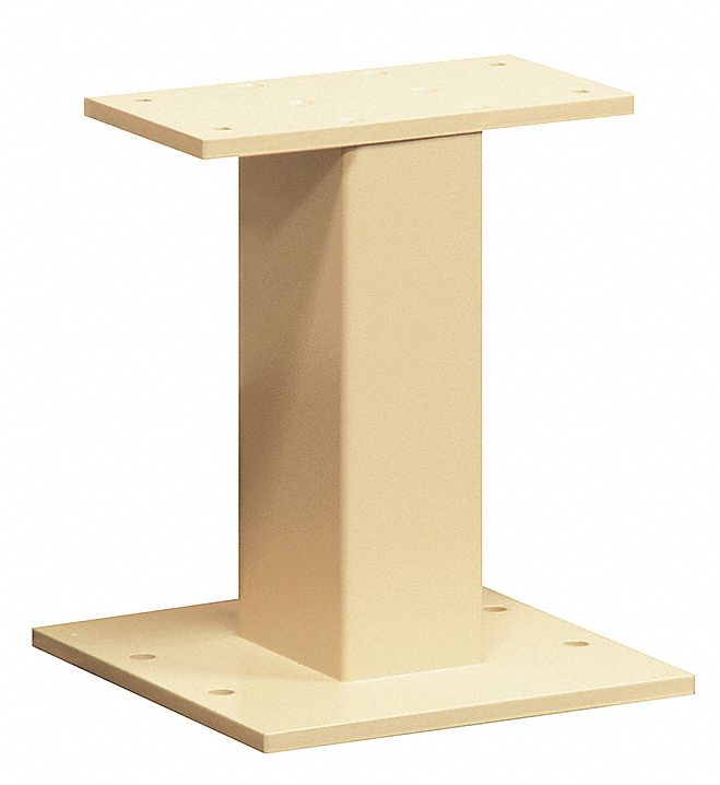 Pedestal: Aluminum, Powder Coated, Beige, Bolt Mounted, 14 1/2 in H x 12 in W x 12 in D