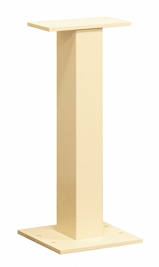 Pedestal: Aluminum, Powder Coated, Beige, Bolt Mounted, 28 1/2 in H x 12 in W x 12 in D