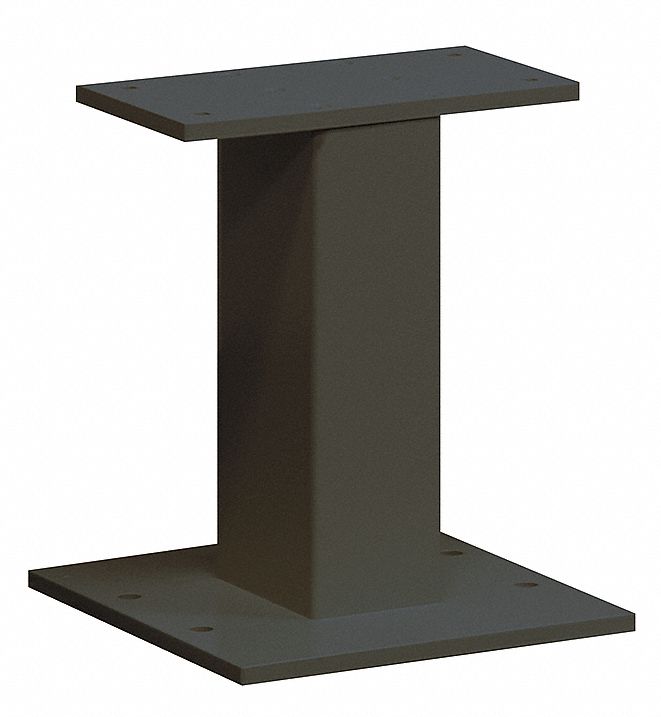 Pedestal: Aluminum, Powder Coated, Black, Bolt Mounted, 14 1/2 in H x 12 in W x 12 in D