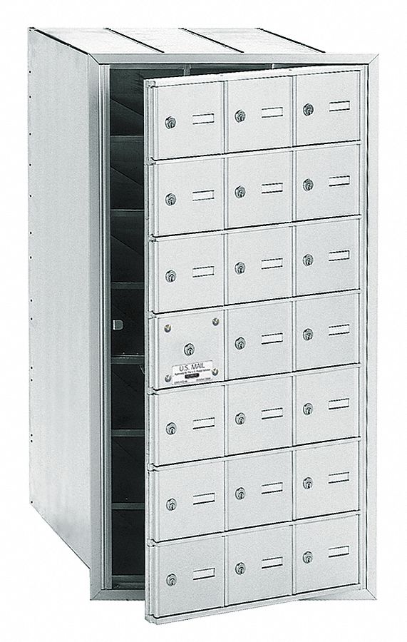 Mailbox: 4B+, 21 Doors, Horizontal, 40 3/4 in H x 22 3/4 in W x 16 1/2 in D, Recessed Mounting