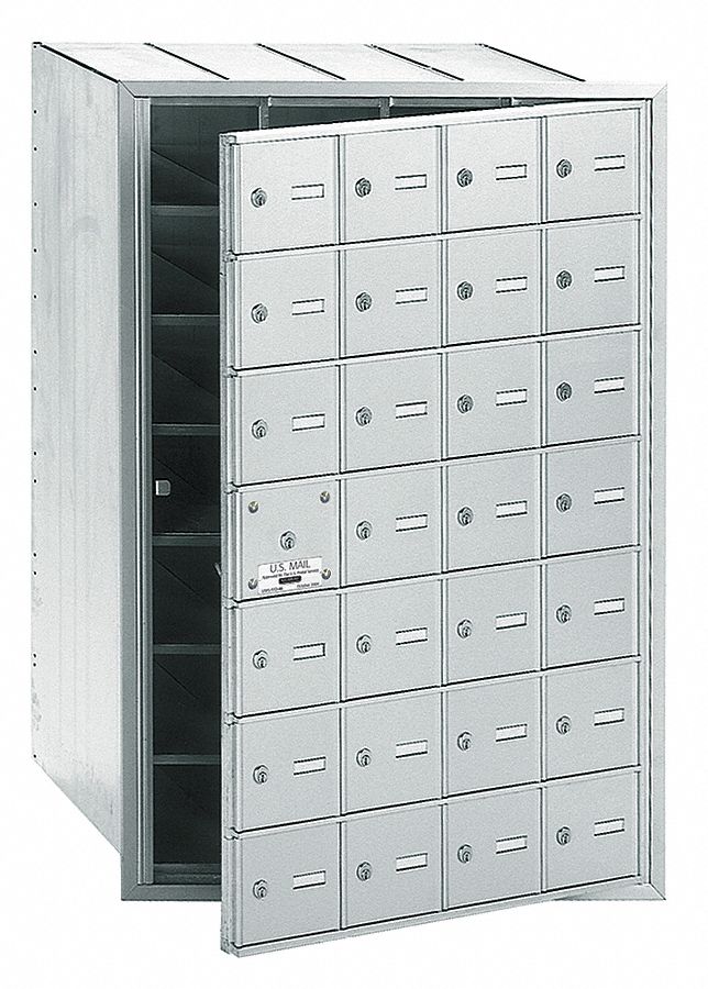 Mailbox: 4B+, 28 Doors, Horizontal, 40 3/4 in H x 29 1/4 in W x 16 1/2 in D, Recessed Mounting
