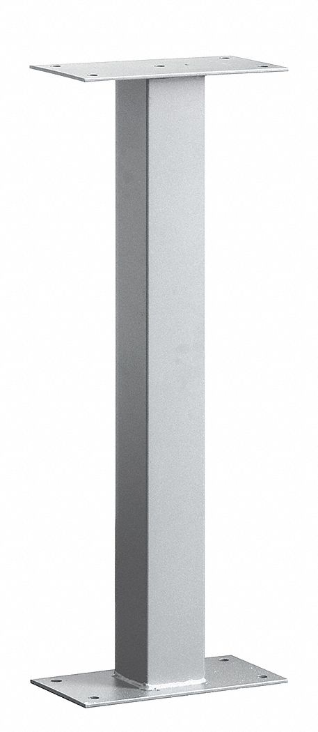 Pedestal: Aluminum, Powder Coated, Gray, Bolt Mounted, 32 in H x 3 1/2 in W x 3 1/2 in D