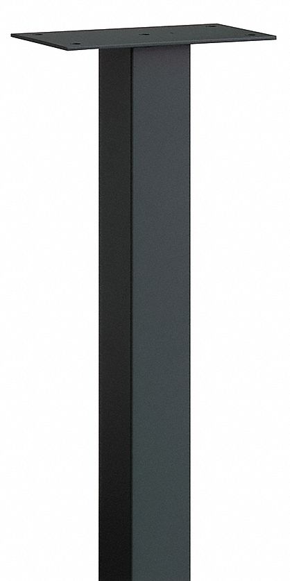 Pedestal: Aluminum, Powder Coated, Black, In Ground Mounted, 48 in H x 3 1/2 in W x 3 1/2 in D