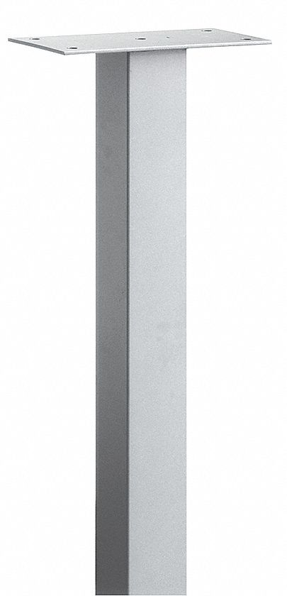 Pedestal: Aluminum, Powder Coated, Gray, In Ground Mounted, 48 in H x 3 1/2 in W x 3 1/2 in D