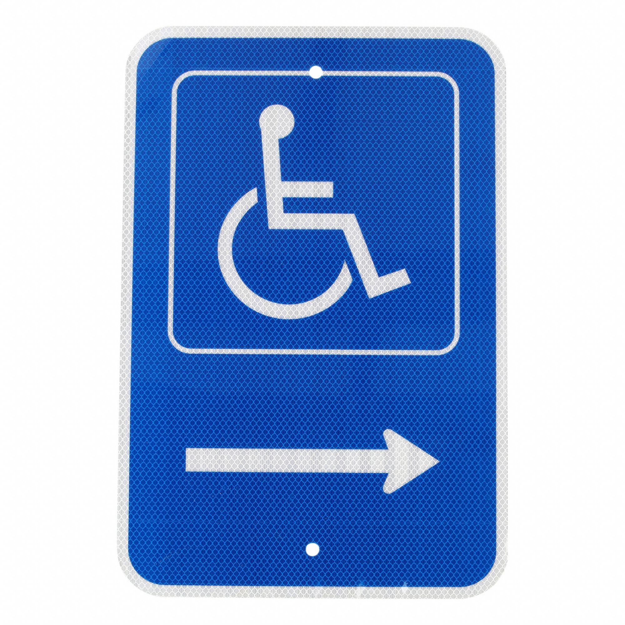 Handicap Parking Sign: 18 in x 12 in Nominal Sign Size, Aluminum, 0.063 in, High Intensity Prismatic