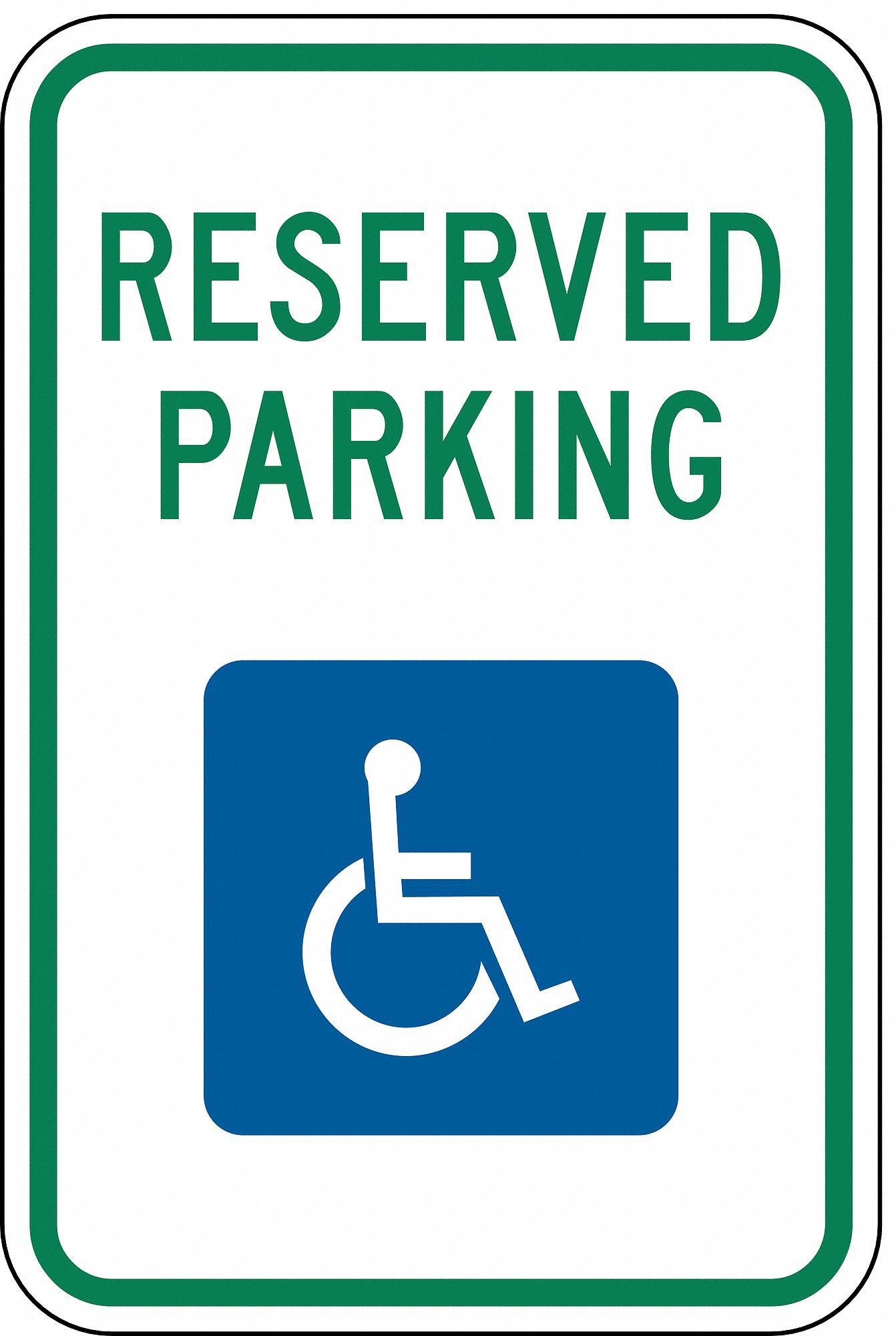 Handicap Parking Sign: 18 in x 12 in Nominal Sign Size, Aluminum, 0.063 in, R7-8 MUTCD