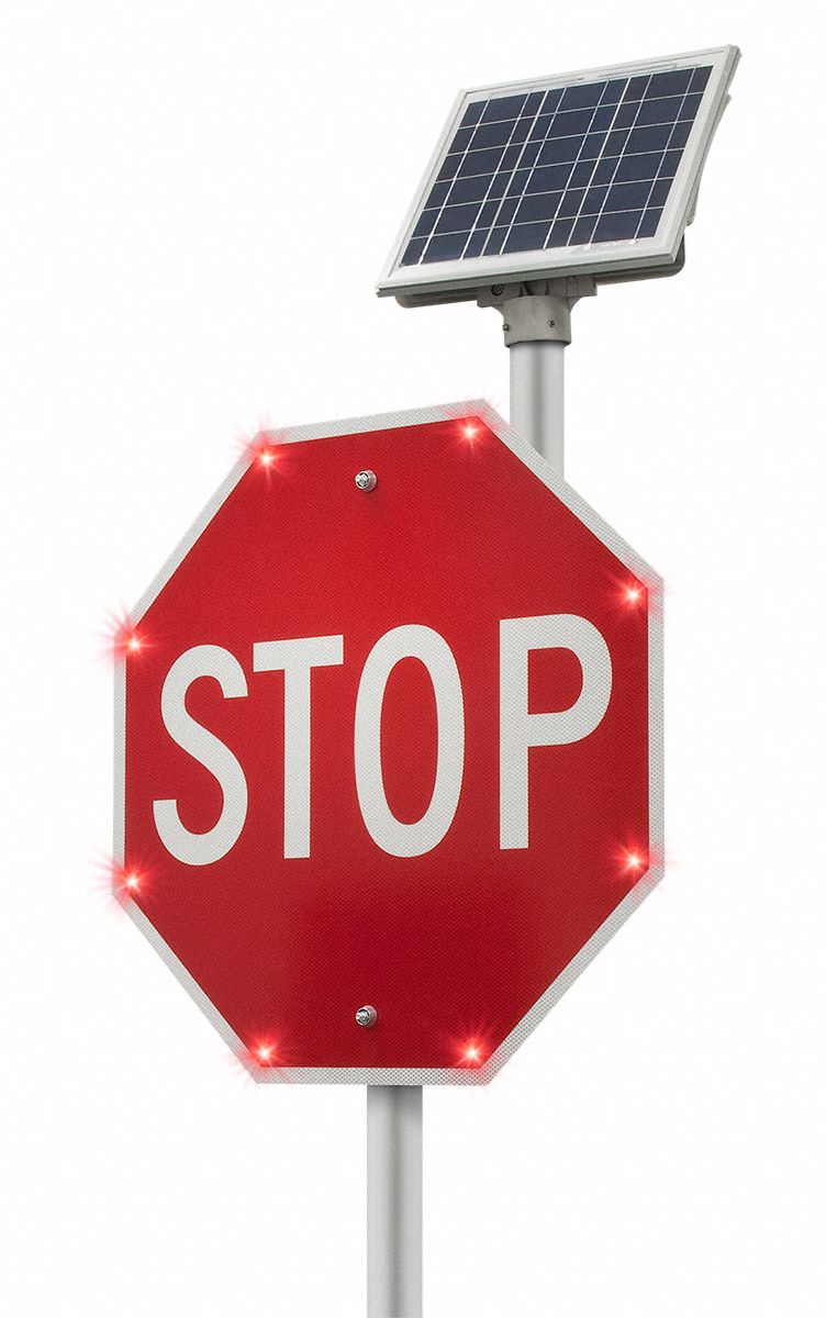 TAPCO LED Stop Sign 30 in x 30 in Nominal Sign Size, Aluminum, 0.08 in