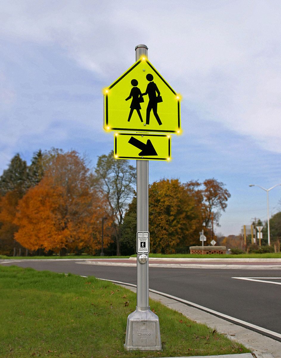 TAPCO LED School Zone Sign, Sign Legend School Crossing, Basic Power ...