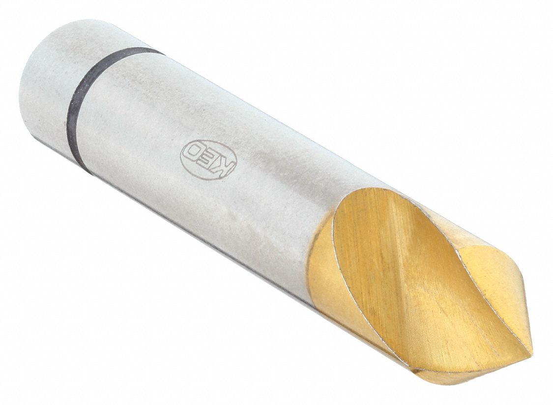 Countersink: 1/2 in Body Dia., 1/4 in Shank Dia., TiN Finish, 2 in Overall Lg, Cobalt